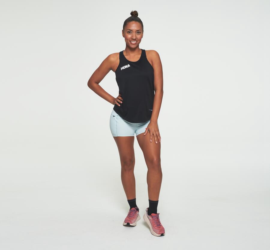 Top Hoka One One Mujer - Performance Tank - Negras - TLR490375